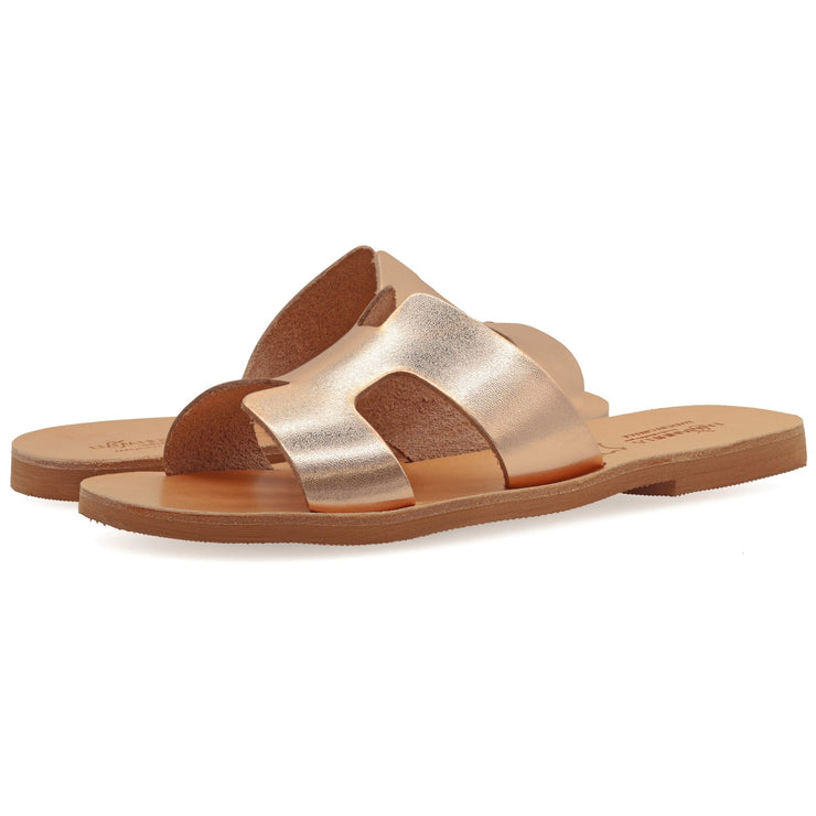 Emmanuela - handcrafted for you® Slide on H-Band-Sandalen "Eugene" aus Roségold leder